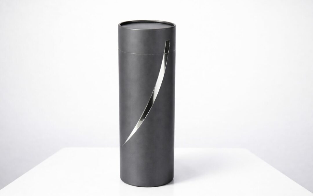 Urne Tube Grise Filet Argent